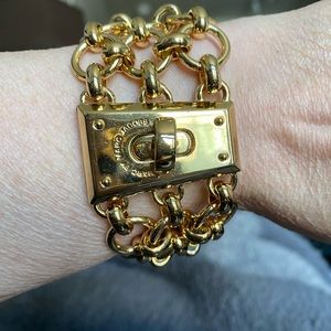 Marc Jacobs Woven Gold Tone Turn Lock Bracelet